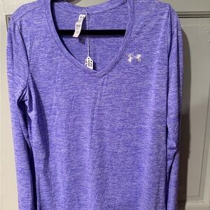 Under Armour Women's V-Neck Purple Long Sleeve Tee